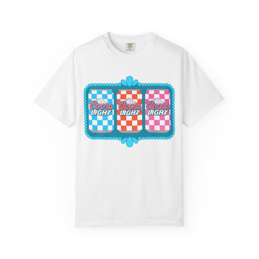 π» Coors Light Retro Tee β Checkerboard Can Design for Party Girls & Chill Queens π