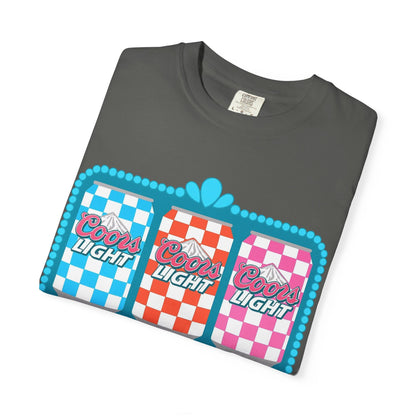 🍻 Coors Light Retro Tee – Checkerboard Can Design for Party Girls & Chill Queens 🎉