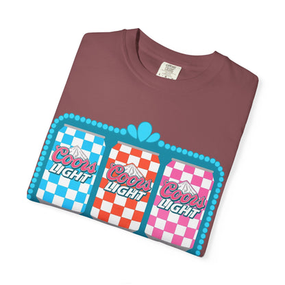 🍻 Coors Light Retro Tee – Checkerboard Can Design for Party Girls & Chill Queens 🎉