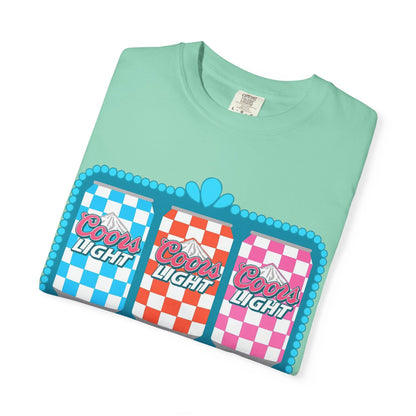 🍻 Coors Light Retro Tee – Checkerboard Can Design for Party Girls & Chill Queens 🎉