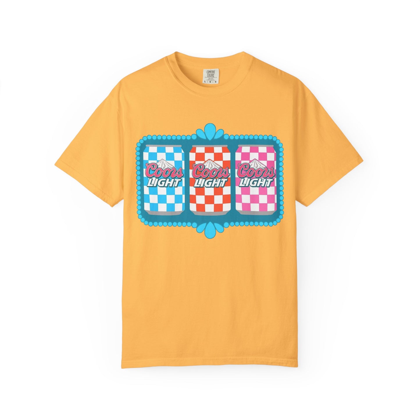 🍻 Coors Light Retro Tee – Checkerboard Can Design for Party Girls & Chill Queens 🎉