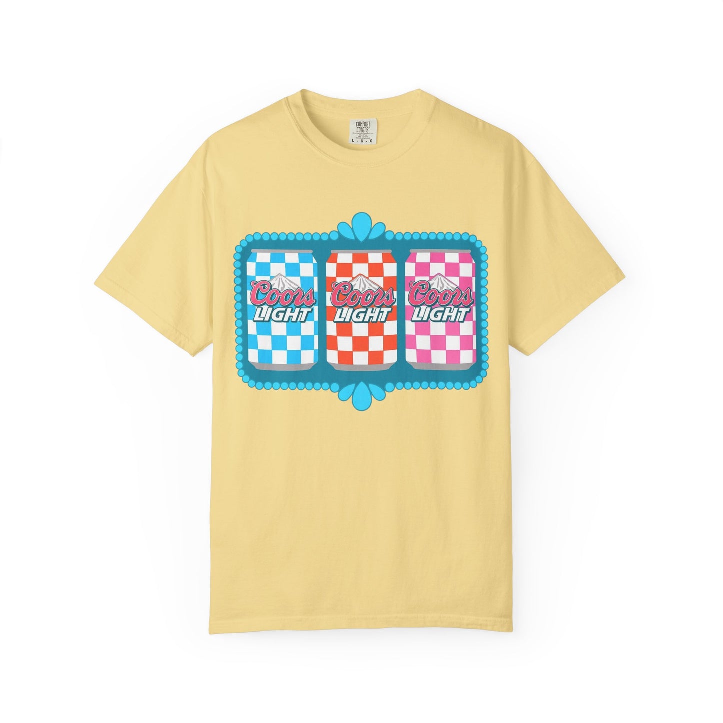 🍻 Coors Light Retro Tee – Checkerboard Can Design for Party Girls & Chill Queens 🎉
