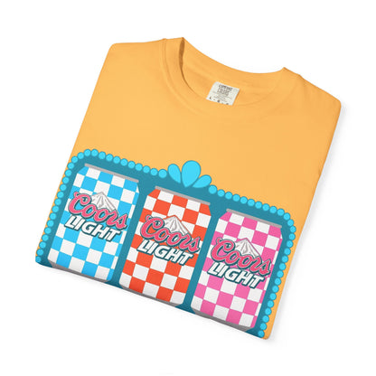 🍻 Coors Light Retro Tee – Checkerboard Can Design for Party Girls & Chill Queens 🎉