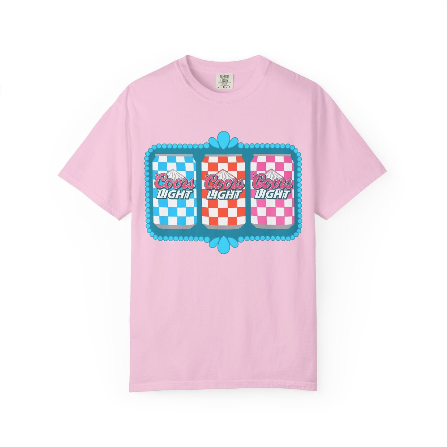🍻 Coors Light Retro Tee – Checkerboard Can Design for Party Girls & Chill Queens 🎉