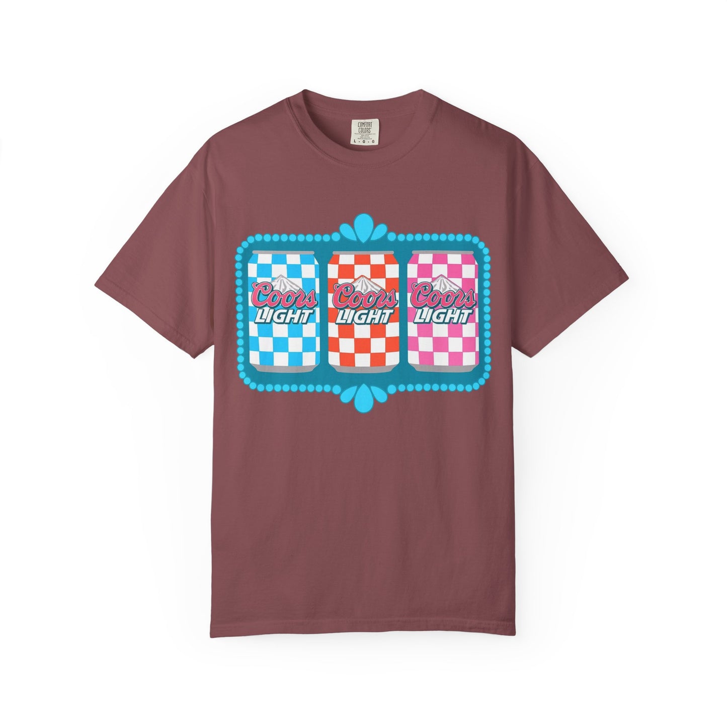 🍻 Coors Light Retro Tee – Checkerboard Can Design for Party Girls & Chill Queens 🎉