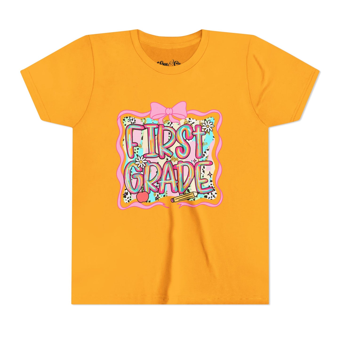 🎀 1st Grade First Day of School Shirt – Glitter Frame Girl Tee