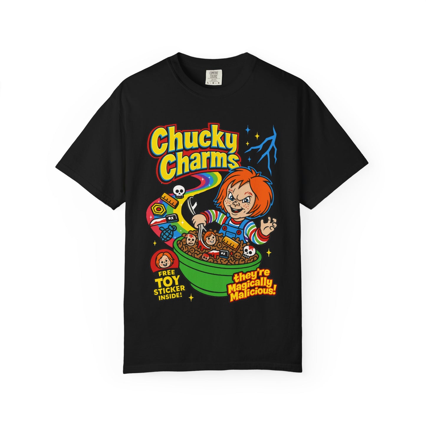 Chucky Charms T-Shirt, Horror Tee, Funny Unisex Shirt, Halloween Apparel, Gift for Horror Fans, Retro Style Clothing