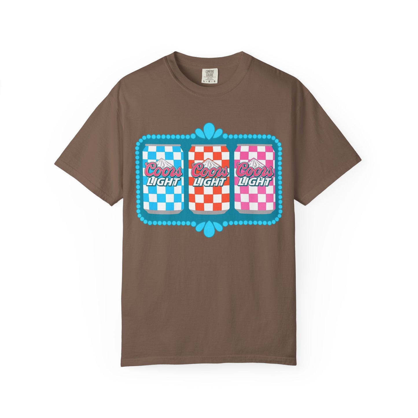🍻 Coors Light Retro Tee – Checkerboard Can Design for Party Girls & Chill Queens 🎉