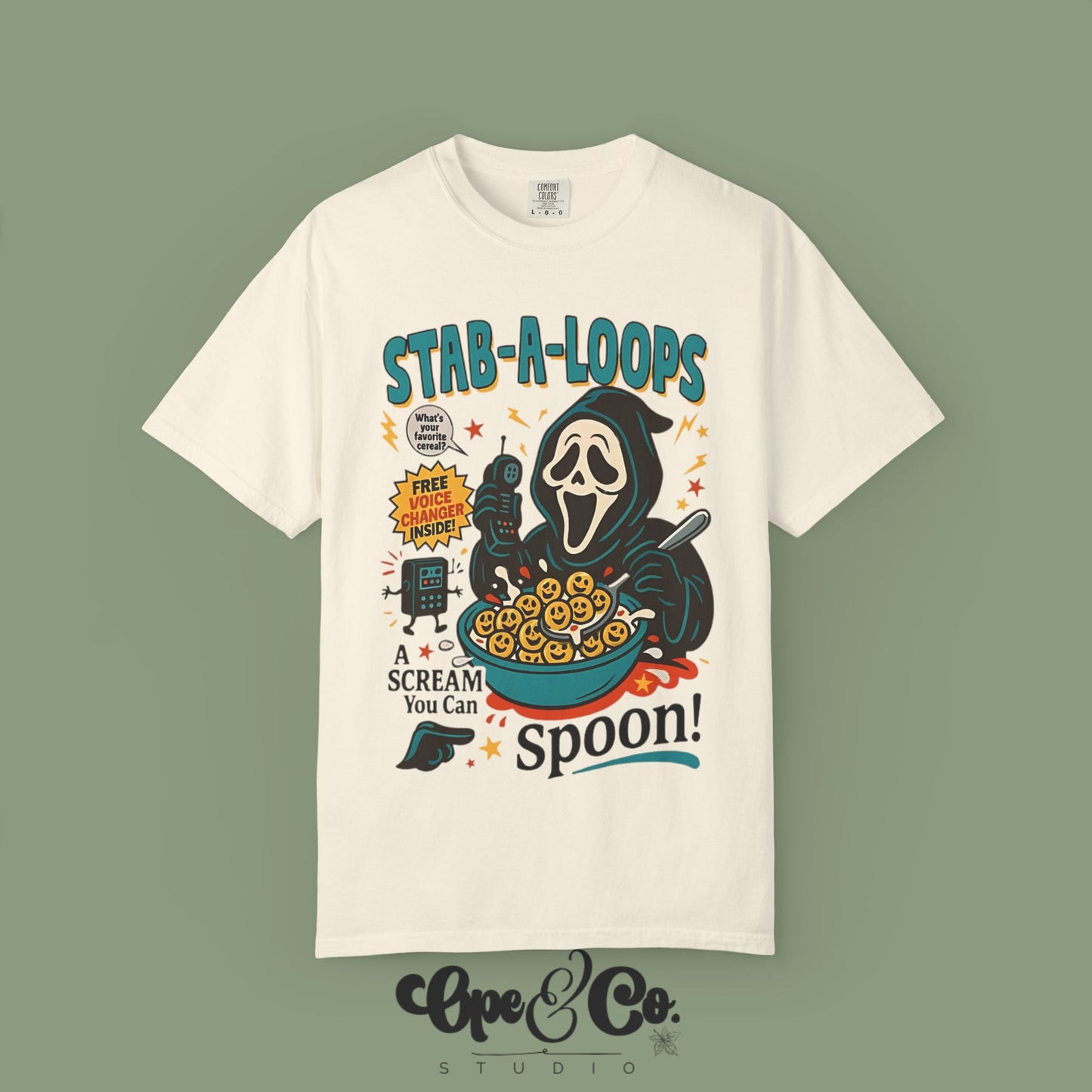 Stab-A-Loops Tee – Ghostface Cereal Shirt 🍽️🔪 A Scream You Can Spoon!