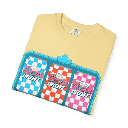 🍻 Coors Light Retro Tee – Checkerboard Can Design for Party Girls & Chill Queens 🎉