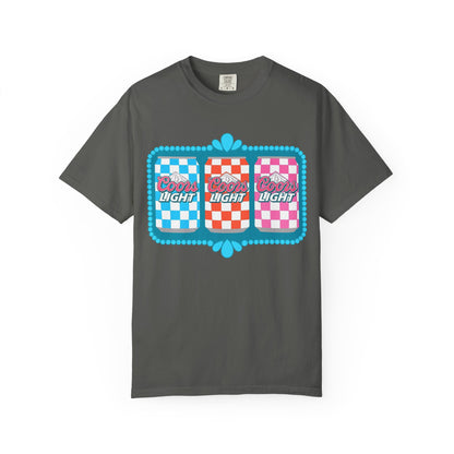 🍻 Coors Light Retro Tee – Checkerboard Can Design for Party Girls & Chill Queens 🎉