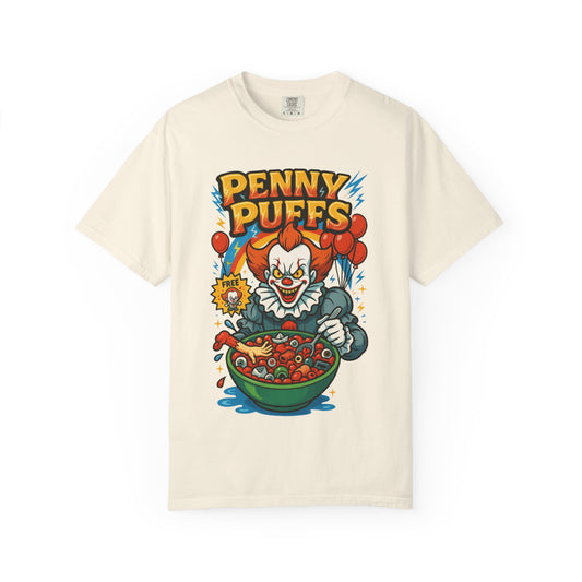 Penny Puffs Unisex T-shirt | Fun Retro Graphic Tee, Halloween Costume, Gift for Horror Fans, Cartoon Apparel, Clown Shirt