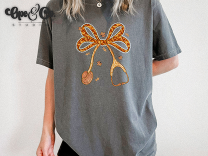 🍁 Fall Stethoscope Bow Tee