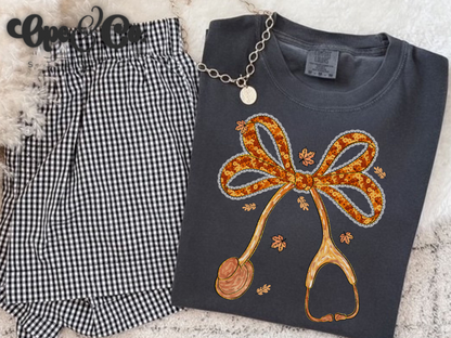 🍁 Fall Stethoscope Bow Tee