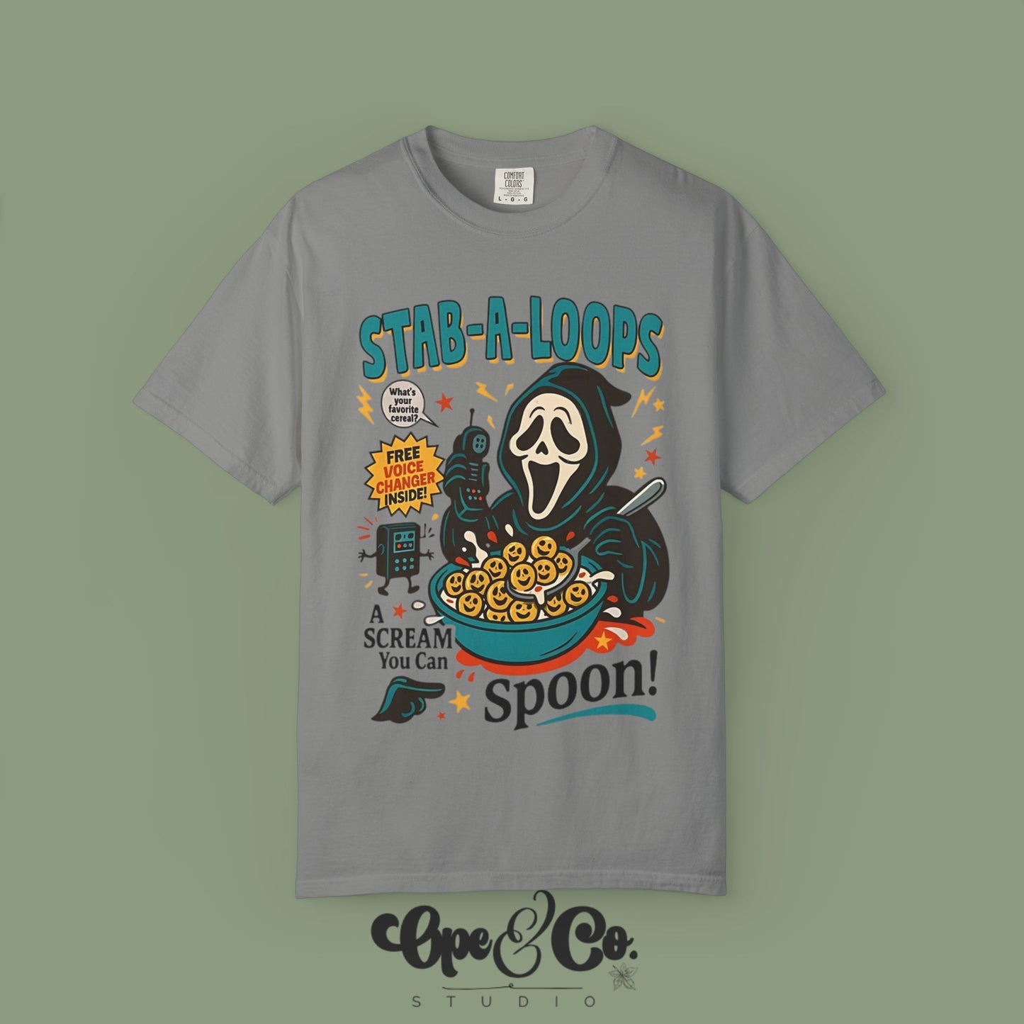 Stab-A-Loops Tee – Ghostface Cereal Shirt 🍽️🔪 A Scream You Can Spoon!