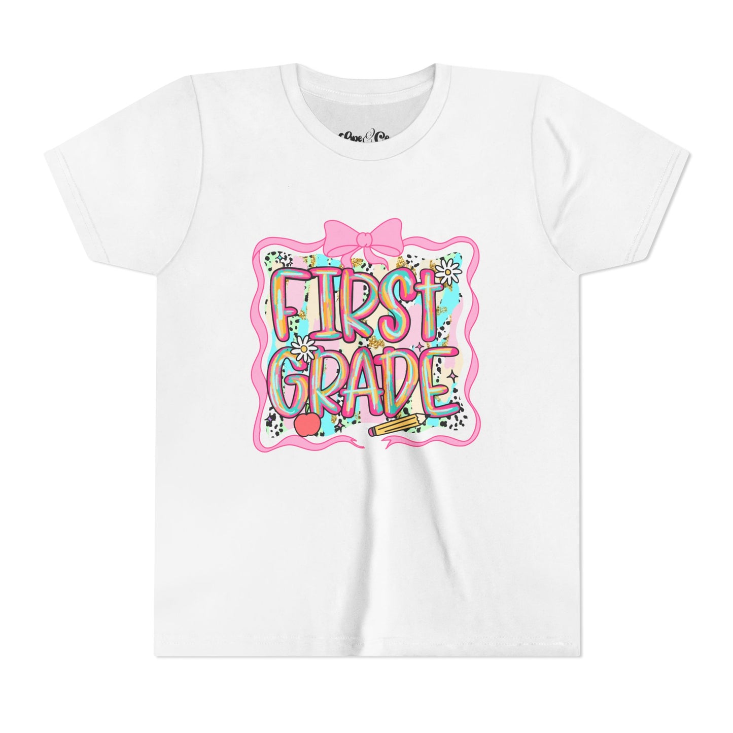 🎀 1st Grade First Day of School Shirt – Glitter Frame Girl Tee