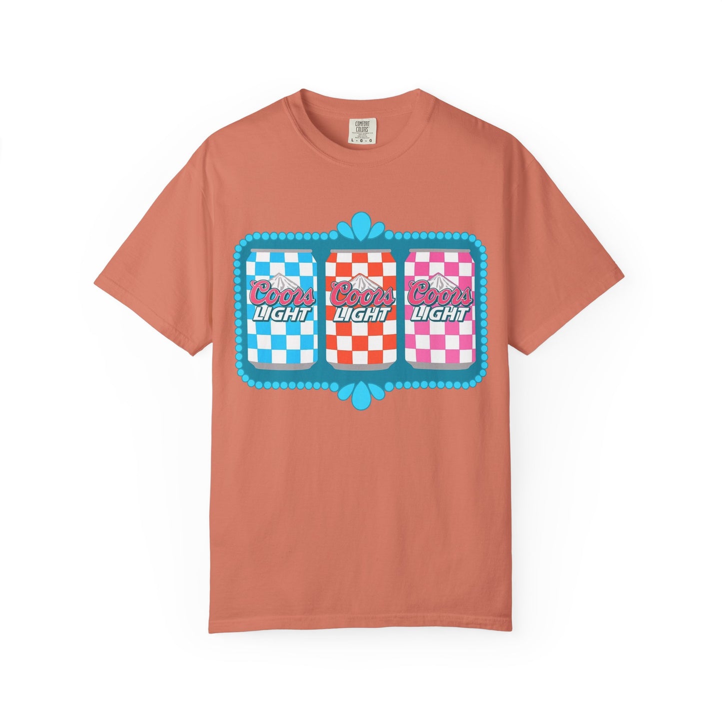 🍻 Coors Light Retro Tee – Checkerboard Can Design for Party Girls & Chill Queens 🎉