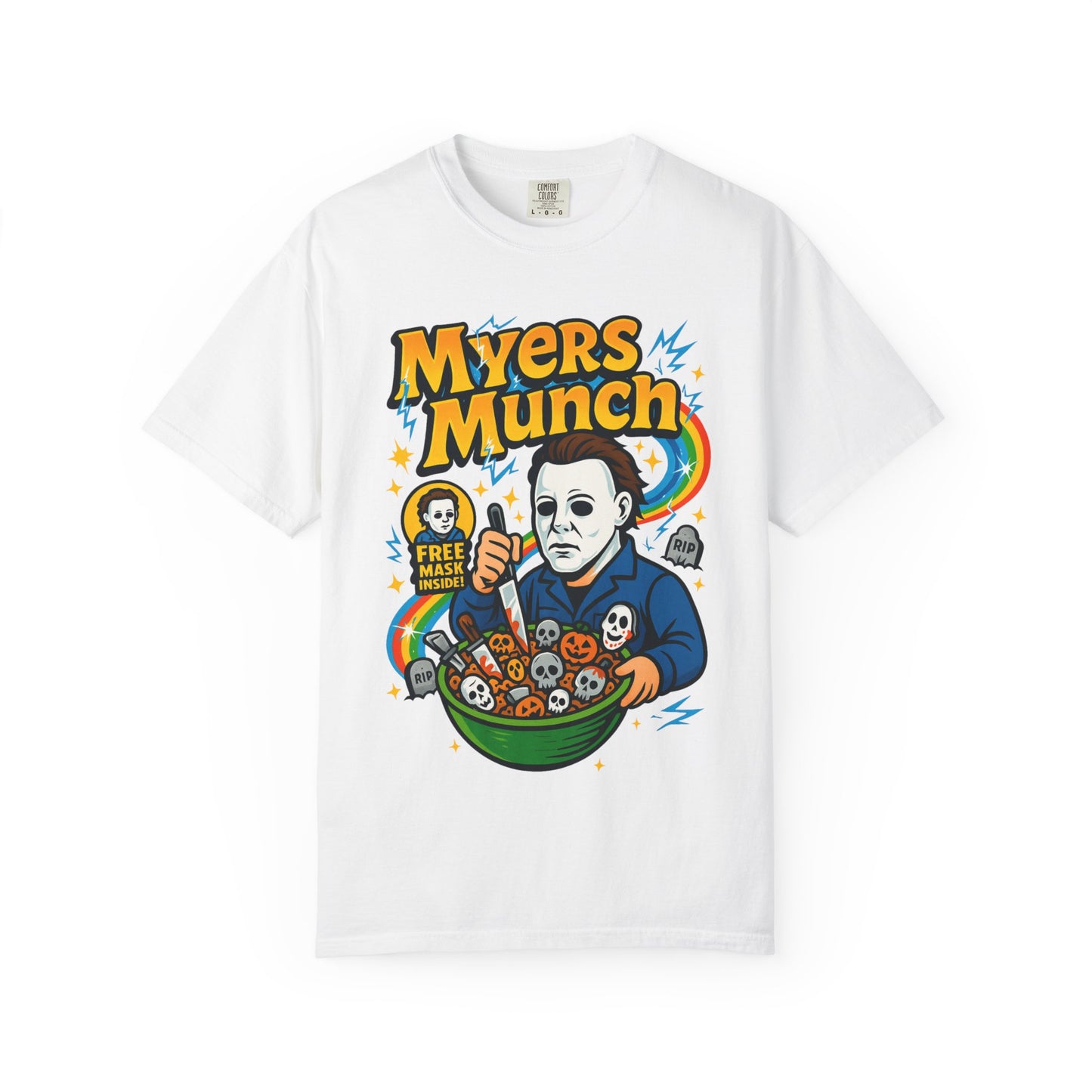 Halloween-Themed Unisex T-Shirt with Myers Munch Design, Perfect for Spooky Season, Costume Parties, Horror Movie Lovers, Gifts