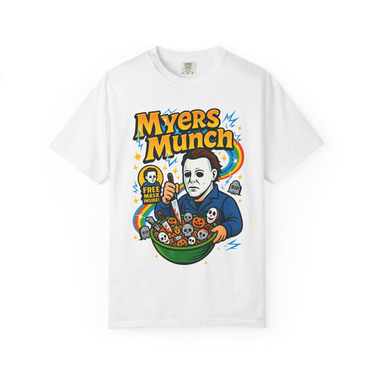 Halloween-Themed Unisex T-Shirt with Myers Munch Design, Perfect for Spooky Season, Costume Parties, Horror Movie Lovers, Gifts