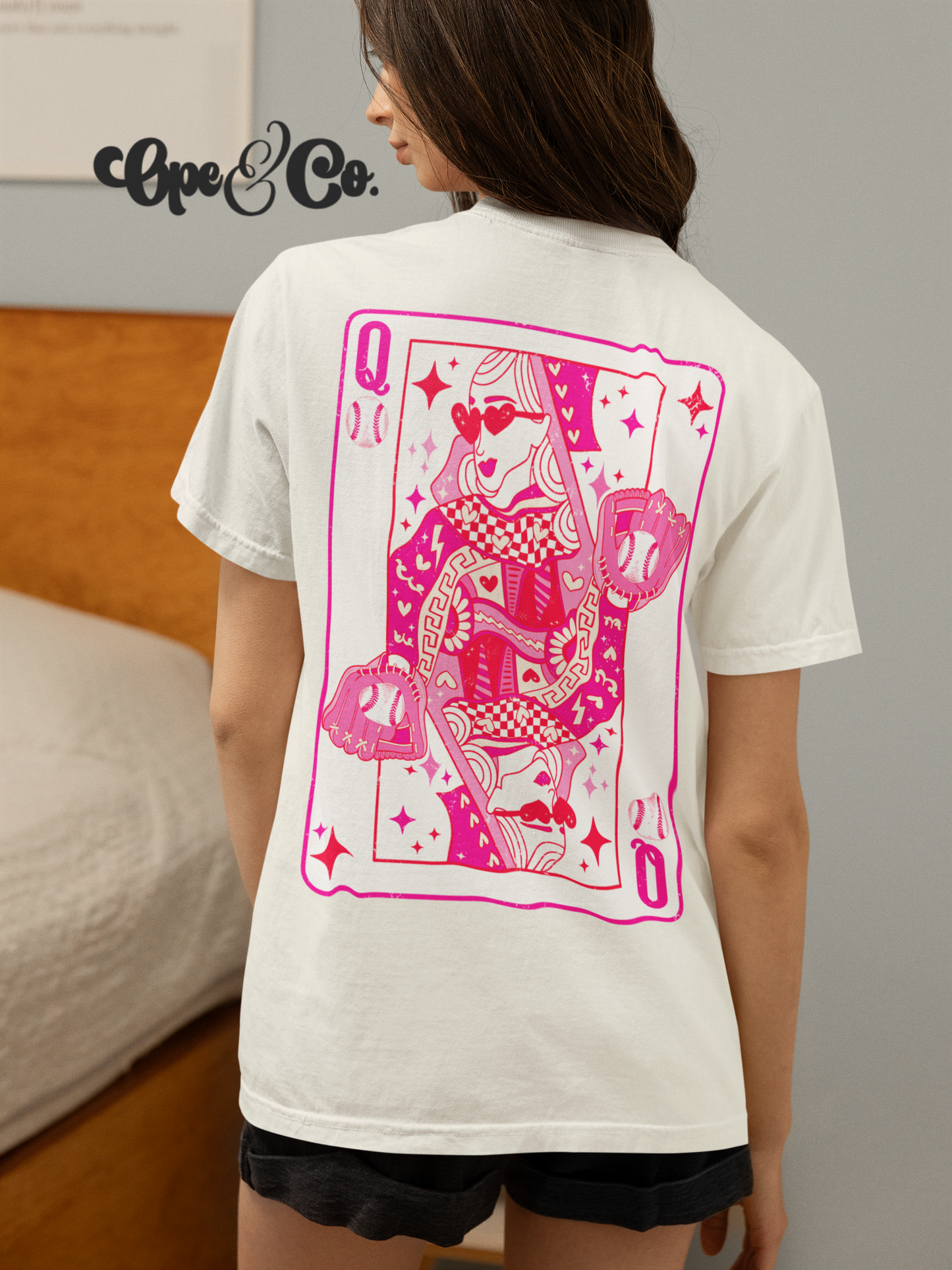 Diamond Queen Tee 👑⚾️ Baseball Mom Shirt – Queen of Diamonds Baseball Tee – Coquette Sports Shirt – Comfort Colors Front & Back Graphic Tee