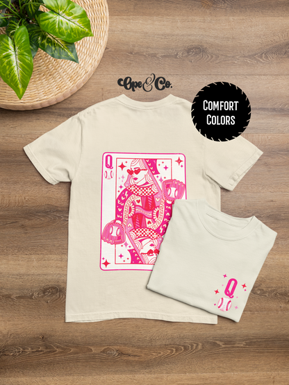 Diamond Queen Tee 👑⚾️ Baseball Mom Shirt – Queen of Diamonds Baseball Tee – Coquette Sports Shirt – Comfort Colors Front & Back Graphic Tee