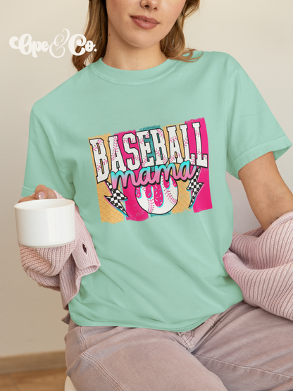Sweet Heat Baseball Mama Tee 🍦⚾️ Retro Baseball Mom Shirt – Drip Baseball Graphic Tee – Comfort Colors Game Day Shirt – Cute Sports Mom Tee