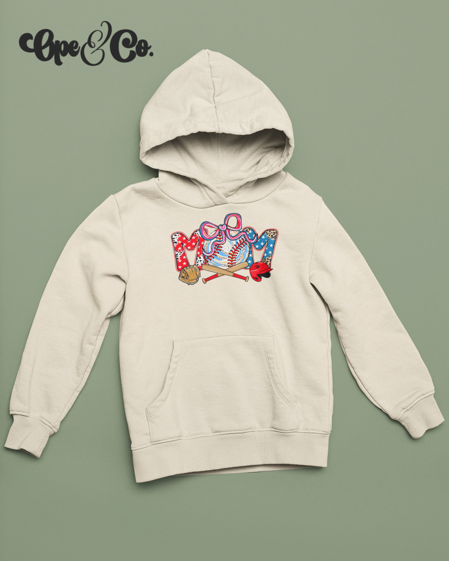 “All-American Baseball Mama” Hoodie 🇺🇸⚾️✨ Patriotic Game Day Sweatshirt – Cute Bow Baseball Mom – Red White Blue Sports Hoodie – Baseball Season Must Have