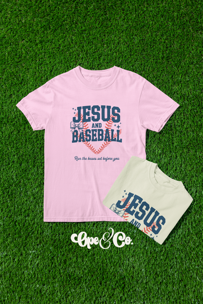 Jesus & Baseball Tee ✝️⚾️ Christian Baseball Shirt – Run the Bases Set Before You – Comfort Colors Faith Shirt – Game Day Tee