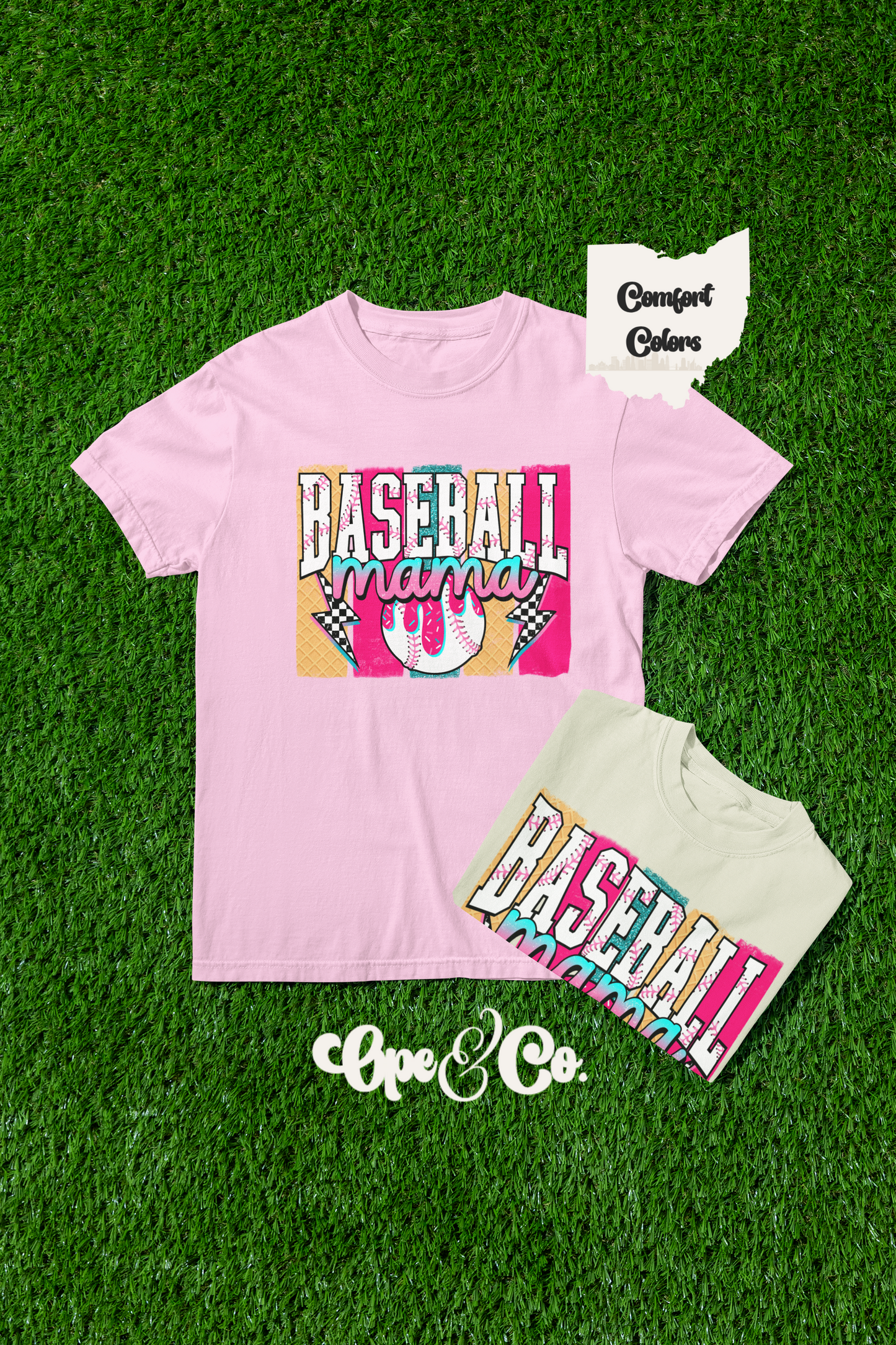 Sweet Heat Baseball Mama Tee 🍦⚾️ Retro Baseball Mom Shirt – Drip Baseball Graphic Tee – Comfort Colors Game Day Shirt – Cute Sports Mom Tee